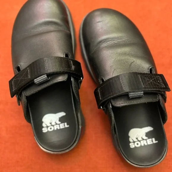 Sorel Black Leather Clogs with Buckle - Picture 9 of 10